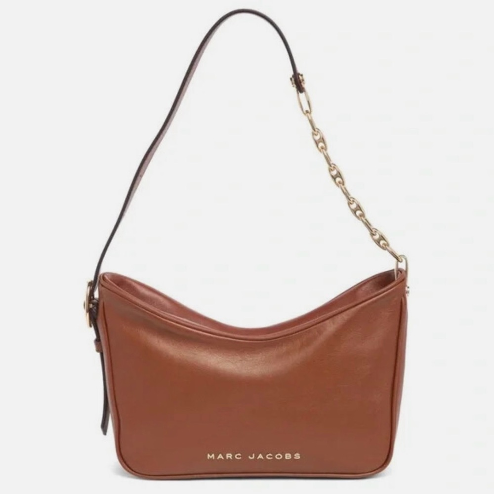 Marc Jacobs Brown Leather Shoulder Bag with Gold Accents